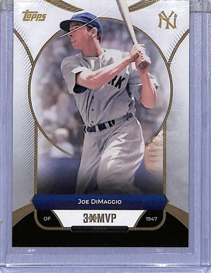 Joe DiMaggio baseball card from 2025 Topps 3XMVP featuring New York Yankees history