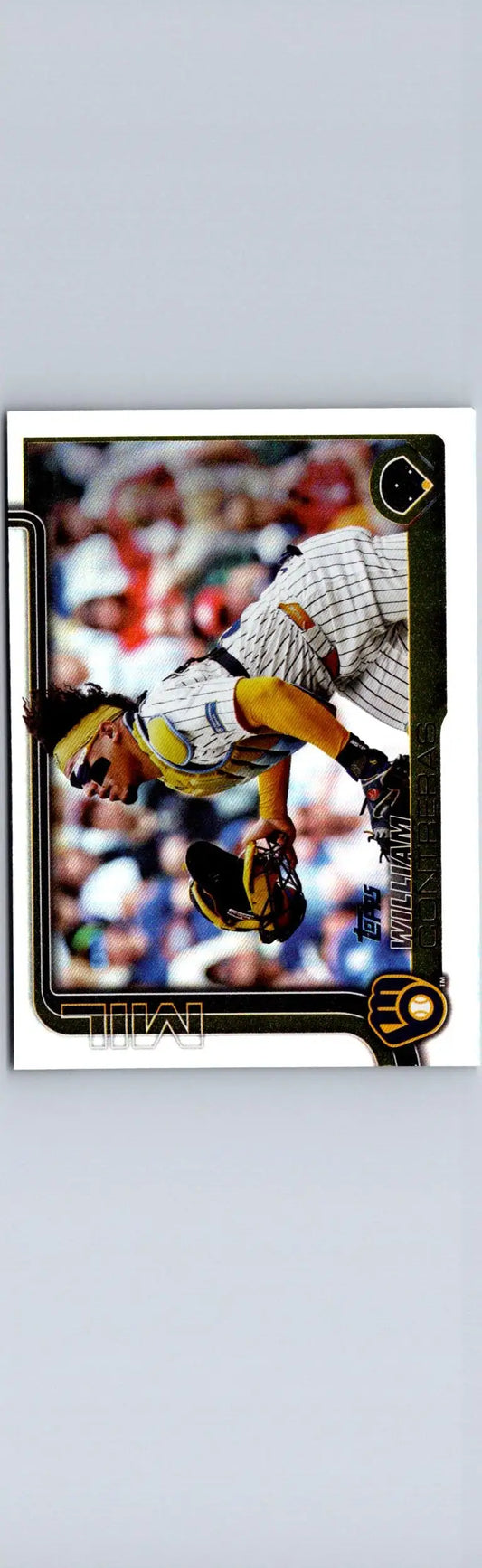 Baseball card of William Contreras pitching from 2025 Topps #433 Contreras Rainbow Foil
