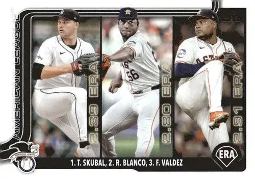 Original gloss image of three baseball pitchers with ERAs featuring Framber Valdez Ronel Blanco Tarik Skubal