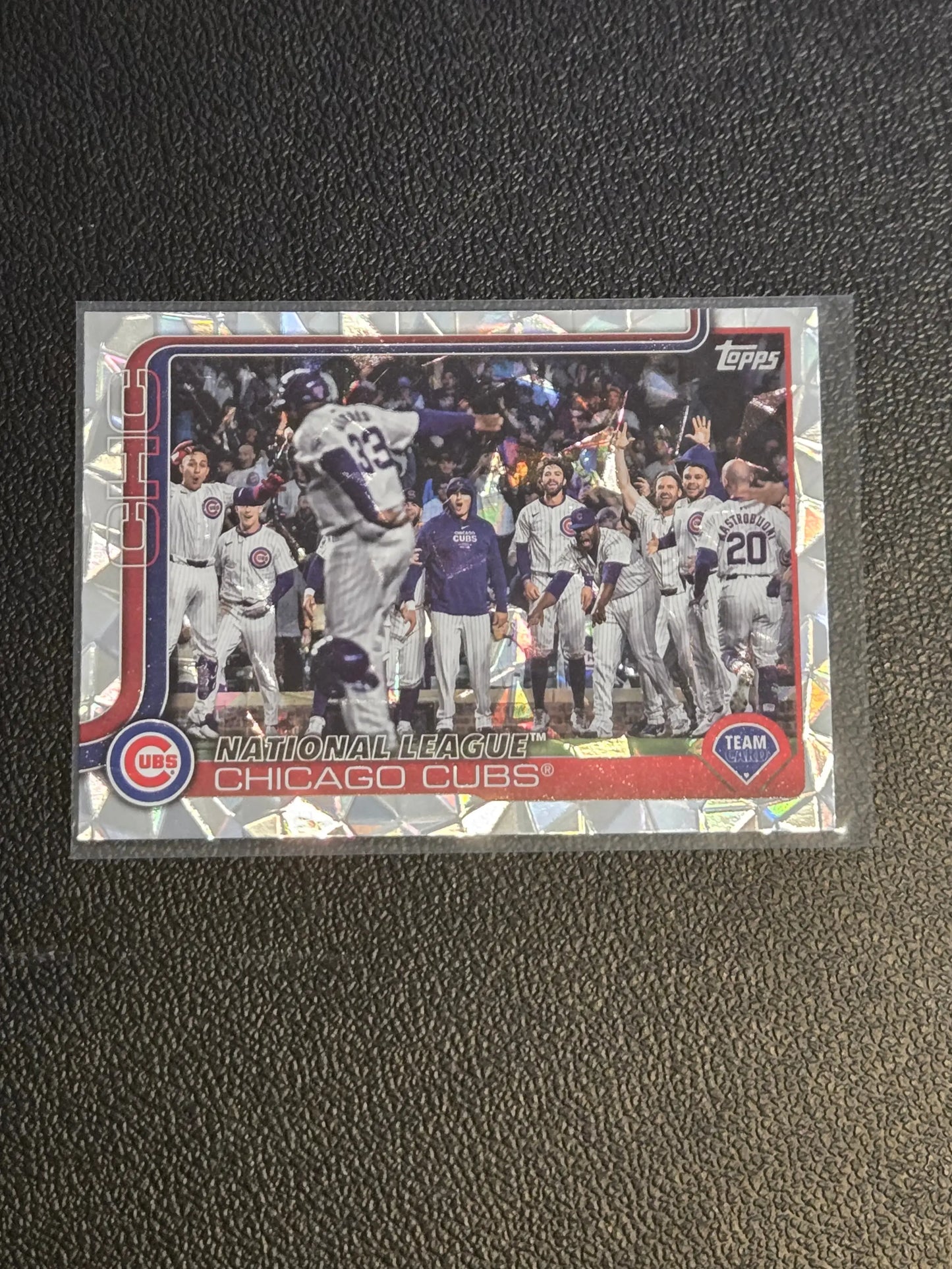 Chicago Cubs Diamante baseball card with holographic foil from 2025 Topps #60