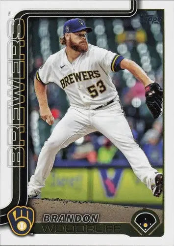 Original gloss Brandon Woodruff baseball card 2025 Topps NM-MT Brewers ID:78453