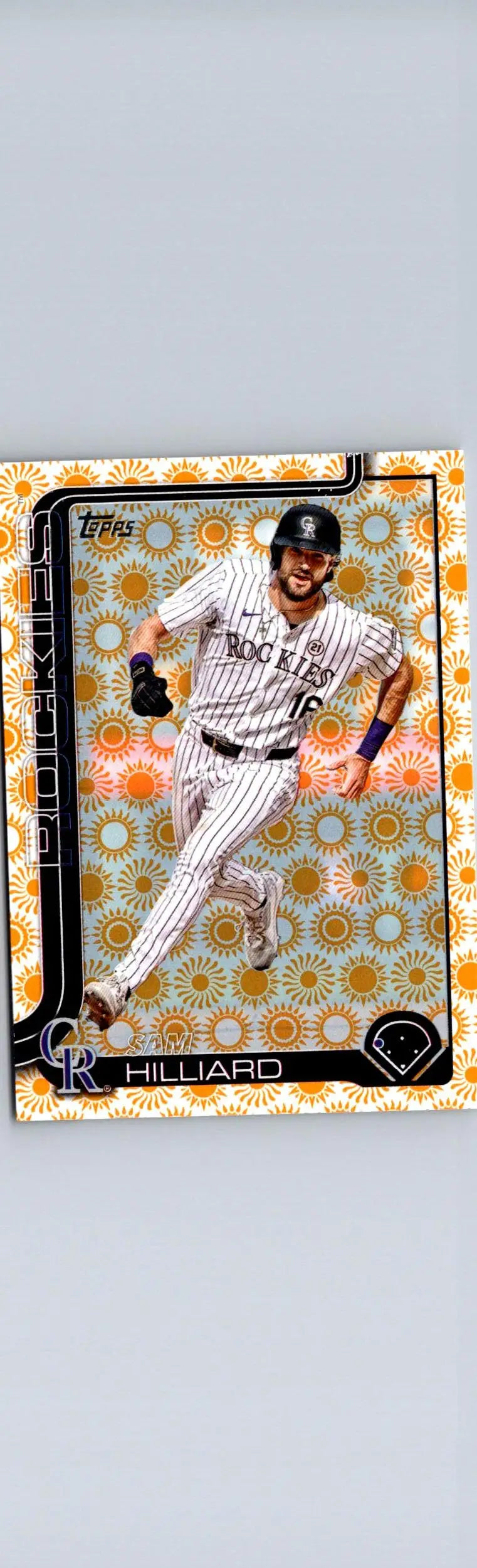 Baseball card of Sam Hilliard from 2025 Topps #627 Hilliard Holiday collection