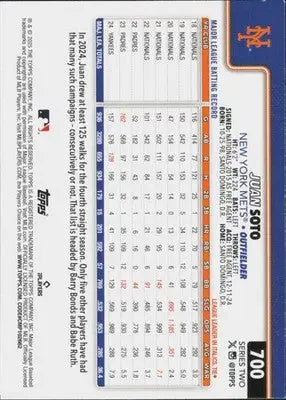 Original gloss Juan Soto baseball card 2025 Topps NM-MT Mets ID:78500