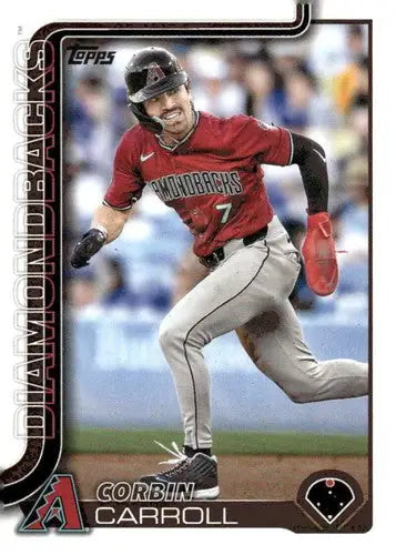 Original gloss baseball trading card featuring Corbin Carroll in maroon uniform