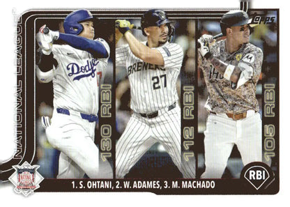 Baseball card featuring Manny Machado, Shohei Ohtani, and Willy Adames with team logos