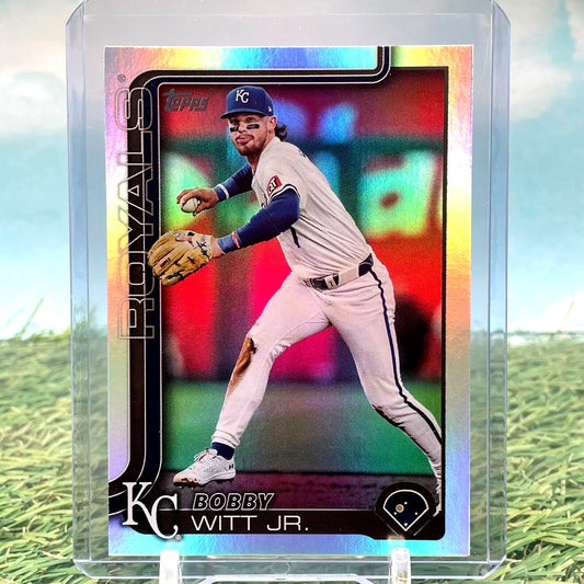 Bobby Witt Jr. 2025 Topps Baseball Series 1 #100 Rainbow Foil card display