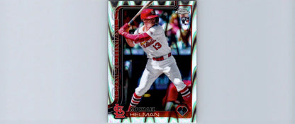 Baseball trading card of Michael Helman in batting stance from 2025 Topps Chrome Helman Prism Refractors