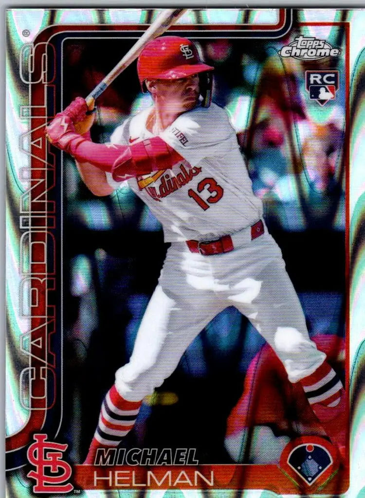 Baseball trading card of Michael Helman Raywave Refractors from 2025 Topps Chrome