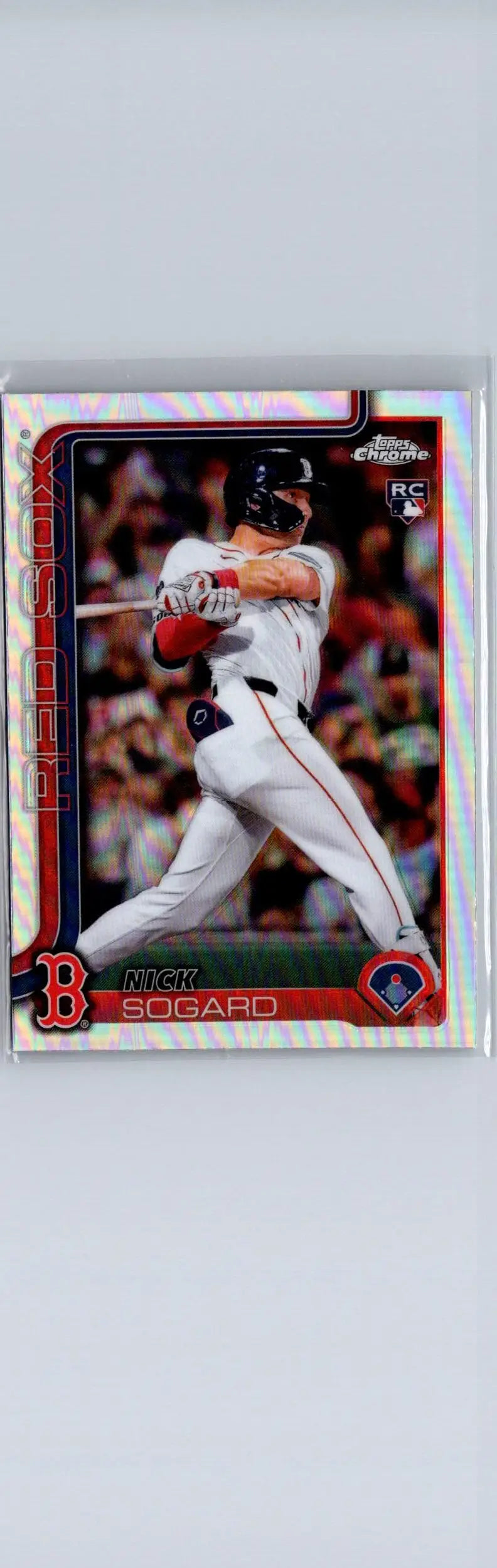Baseball trading card of Nick Sogard in batting stance from 2025 Topps Chrome Sogard Refractors
