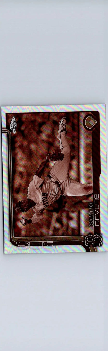 Rafael Devers sepia refractors baseball trading card with silver border from 2025 Topps Chrome