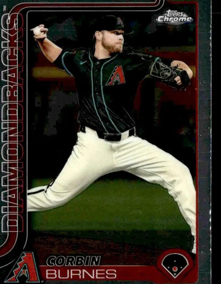 Baseball trading card featuring Corbin Burnes in Arizona Diamondbacks uniform from Topps Chrome