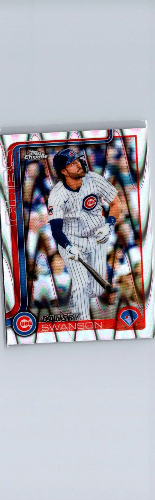 Baseball trading card featuring Dansby Swanson Raywave Refractors from 2025 Topps Chrome