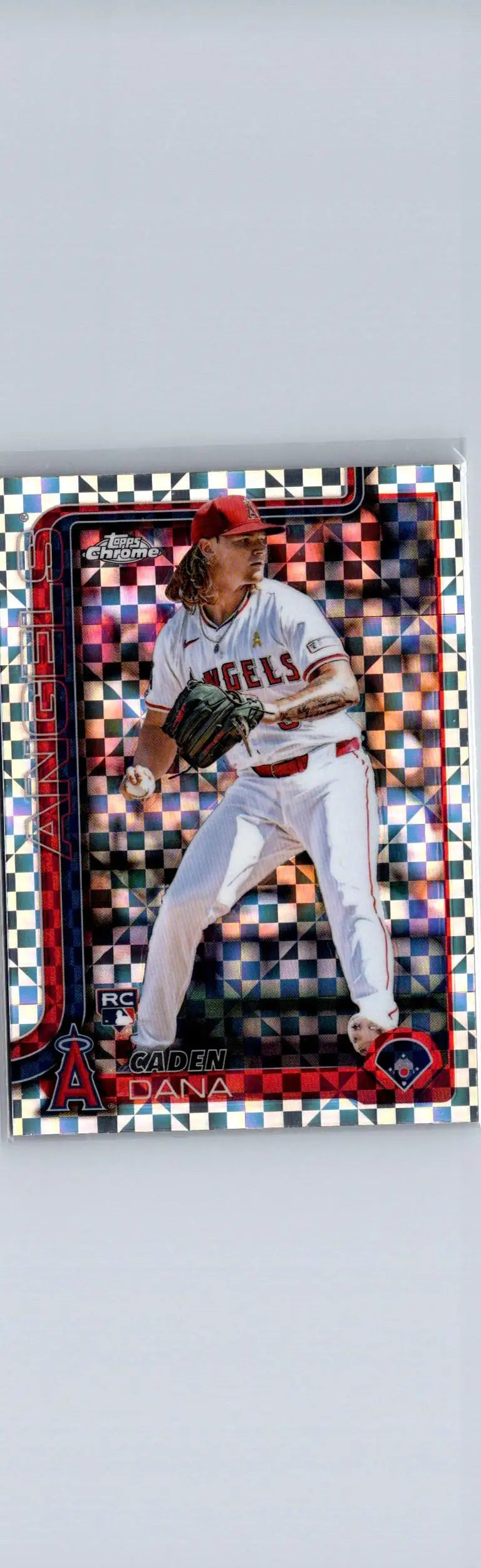 Baseball trading card featuring Caden Dana from the Angels, 2025 Topps Chrome X-Fractors