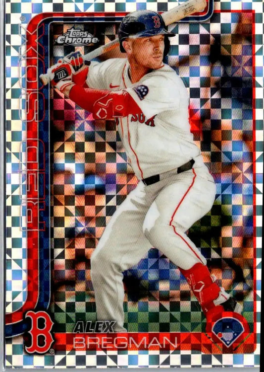 2025 Topps Chrome Alex Bregman X-Fractors baseball trading card featuring Boston Red Sox player