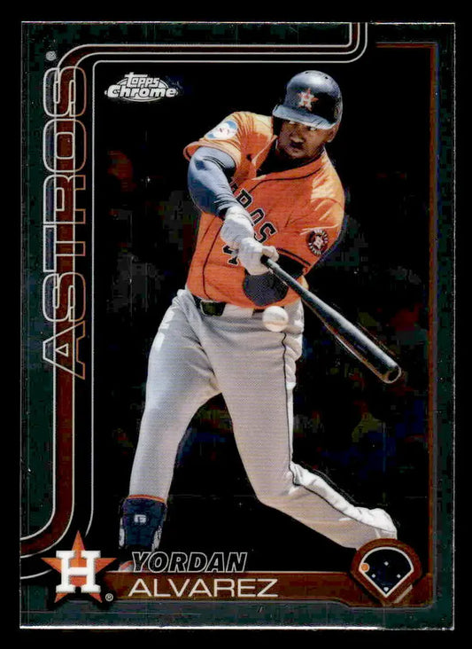Yordan Alvarez baseball trading card from 2025 Topps Chrome Houston Astros