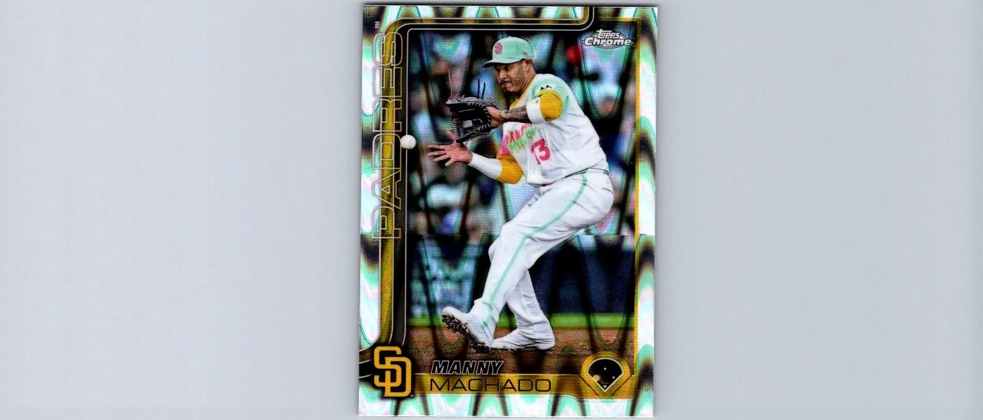 Manny Machado Raywave refractors baseball trading card with wavy border design