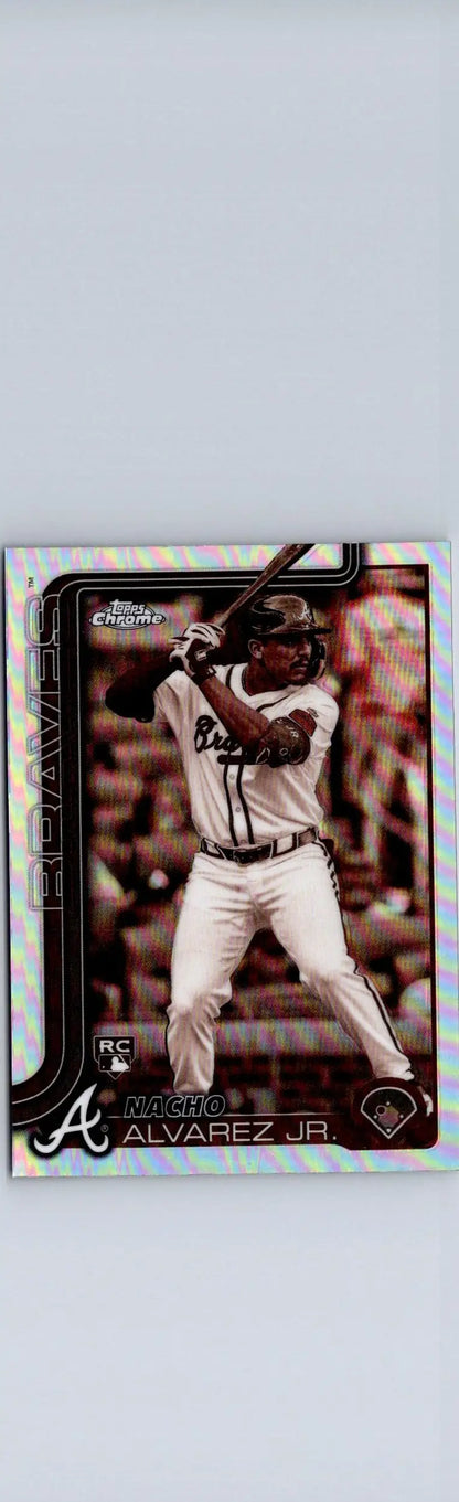 Baseball trading card of Nacho Alvarez in batting stance from 2025 Topps Chrome Sepia Refractors