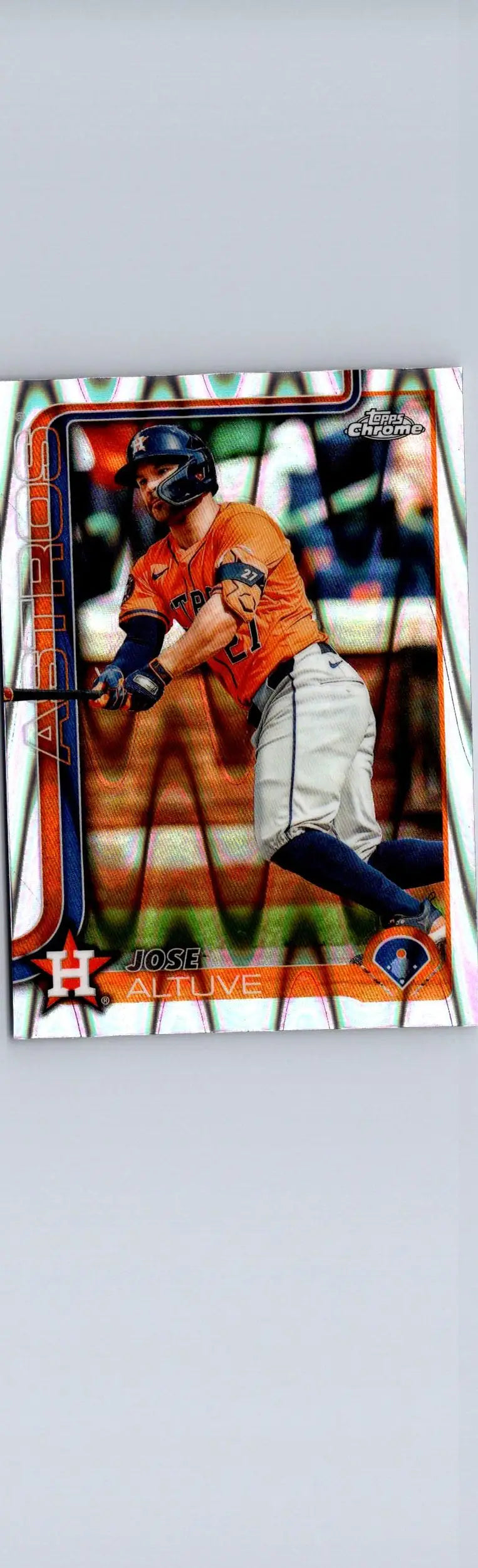 Baseball trading card of Jose Altuve with Raywave Refractors from 2025 Topps Chrome