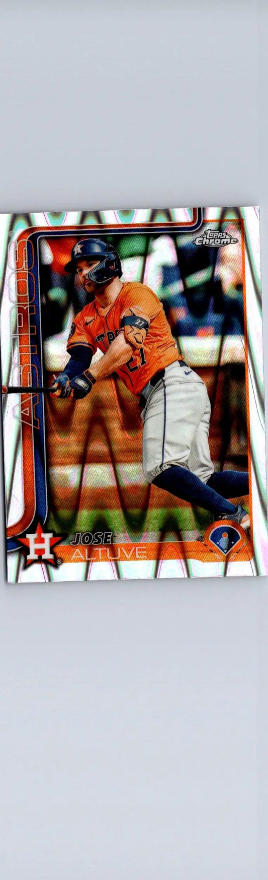 Baseball trading card of Jose Altuve with Raywave Refractors from 2025 Topps Chrome