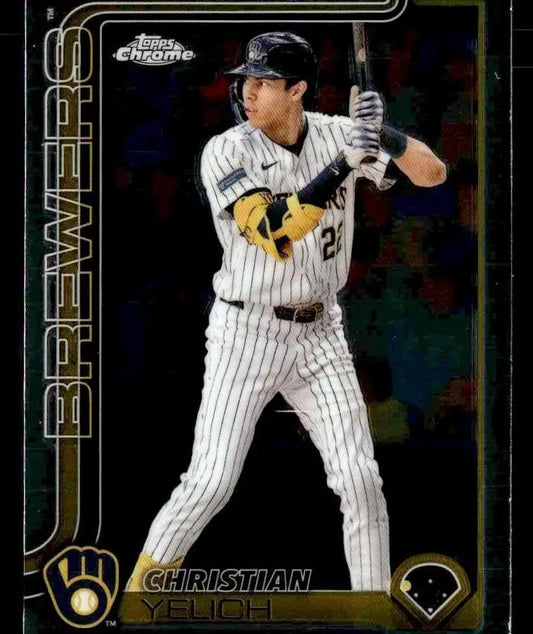 Christian Yelich baseball trading card from 2025 Topps Chrome Milwaukee Brewers