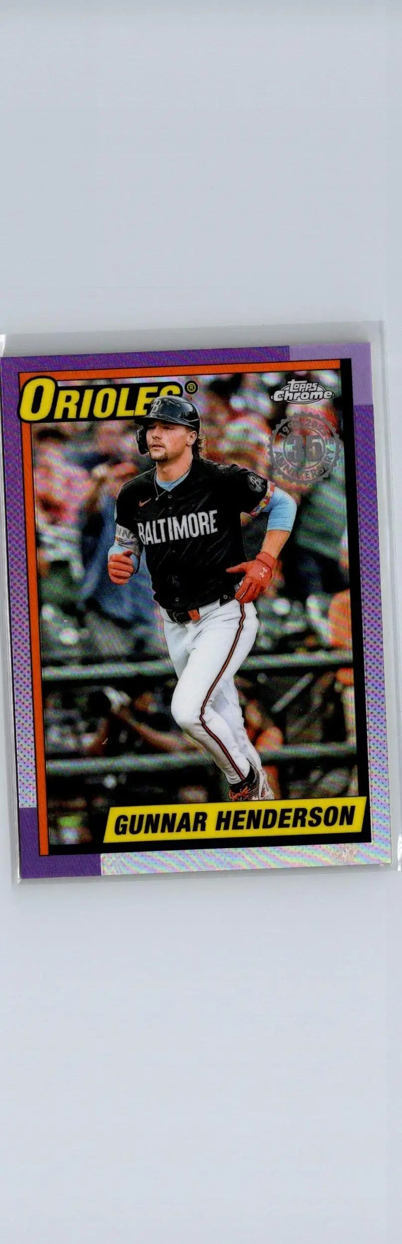Baseball trading card featuring Gunnar Henderson of Baltimore Orioles for Topps Baseball 35th Anniversary