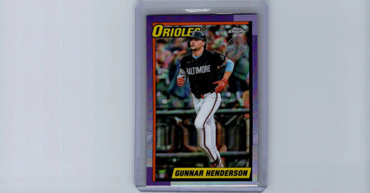 Baseball trading card of Gunnar Henderson from 2025 Topps Chrome 35th Anniversary