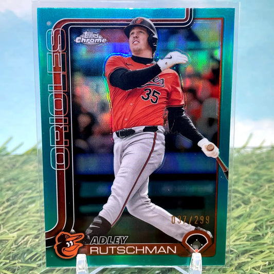 2025 Topps Chrome Adley Rutschman Aqua Refractor baseball card /299