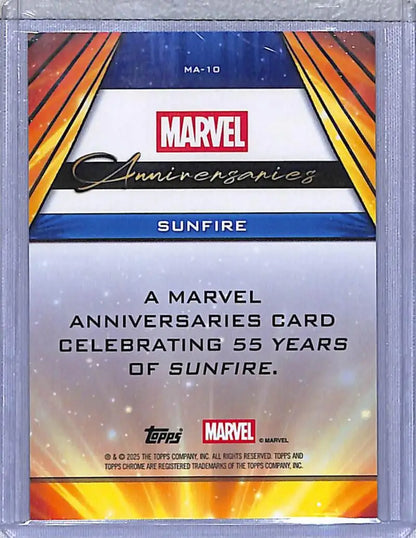 Marvel Anniversary Sunfire card from 2025 Topps Chrome Anniversaries series
