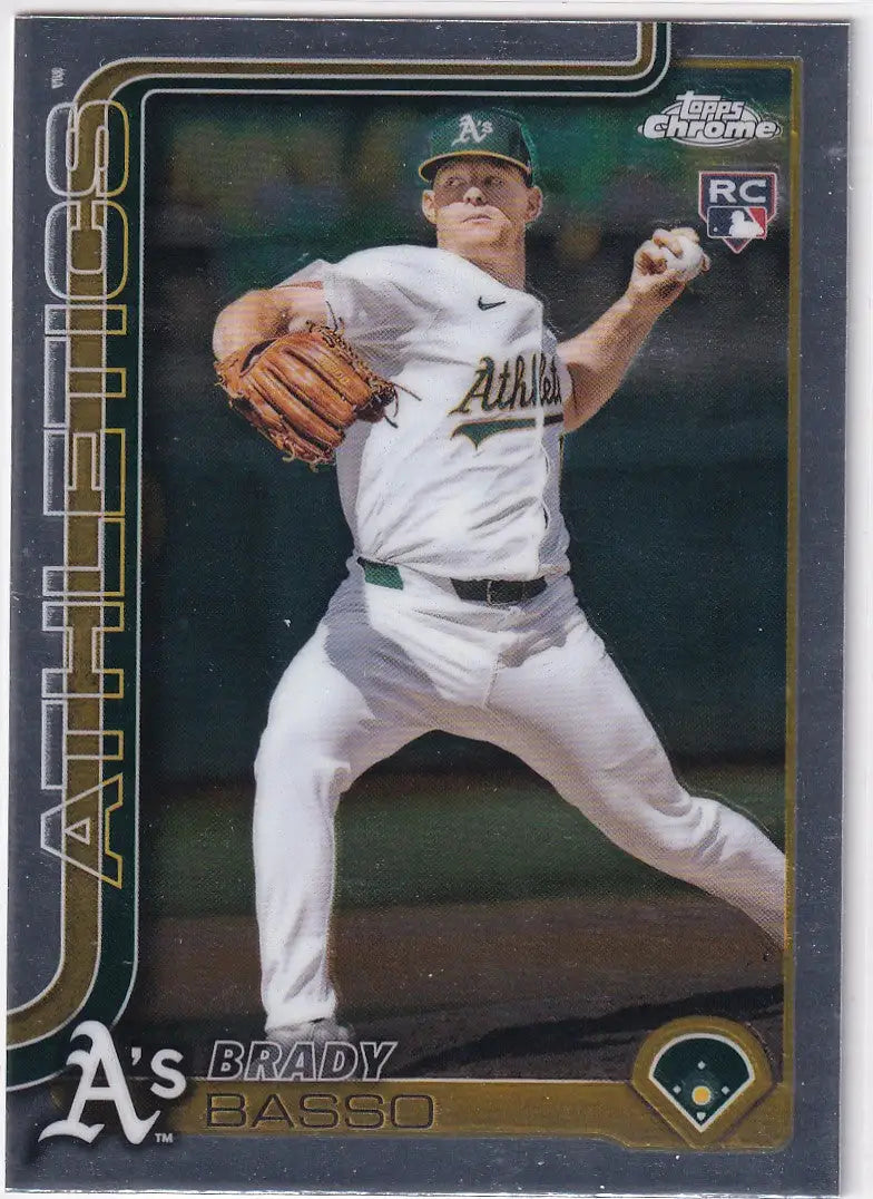 2025 Topps Chrome Baseball Brady Basso Athletics card showcasing Topps Chrome baseball collection