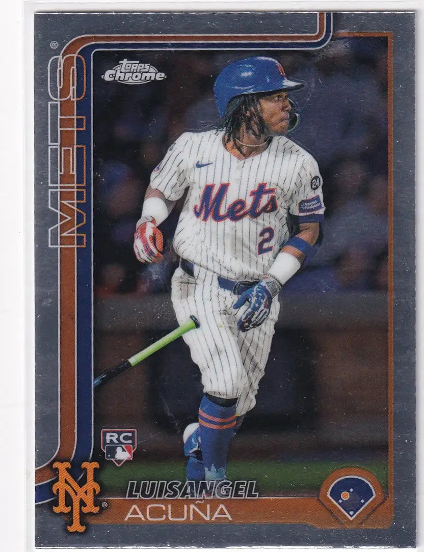 Luisangel Acuna Topps Chrome Baseball card from 2025 Topps Chrome Baseball set