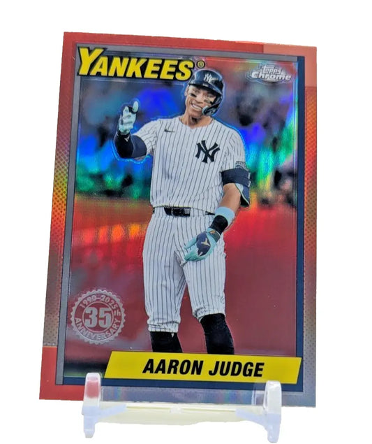Aaron Judge baseball card from 2025 Topps Chrome Baseball 35th Anniversary Insert