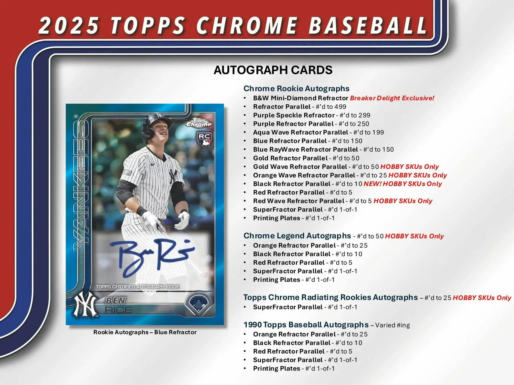 2025 Topps Chrome Baseball Breaker Delight Box with trading card and autograph