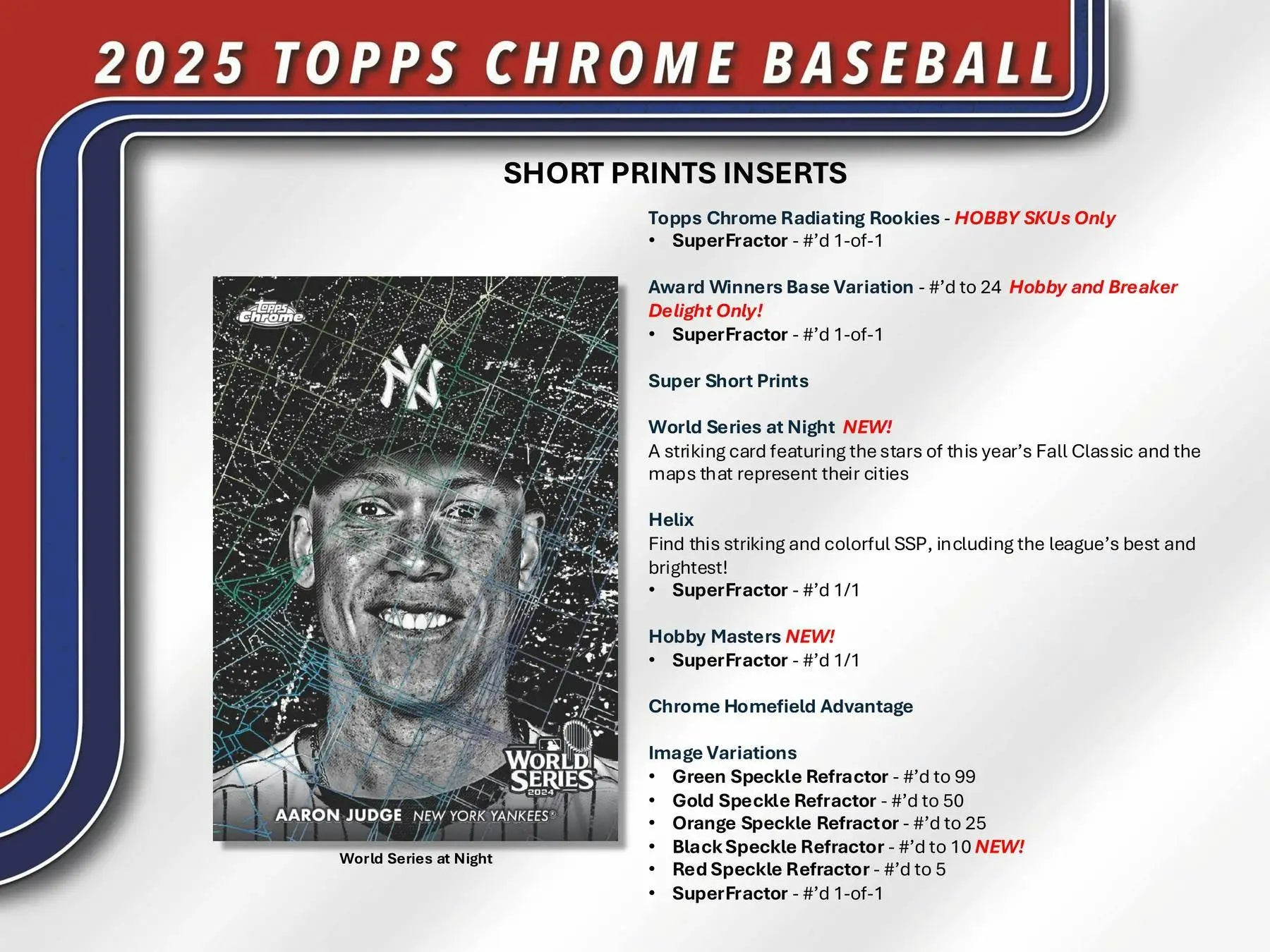 Baseball trading card featuring Aaron Judge from 2025 Topps Chrome Breaker Delight Box