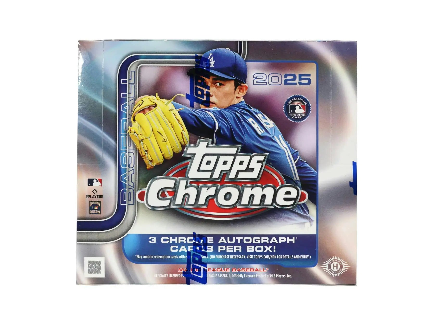 Sealed 2025 Topps Chrome Baseball hobby jumbo box with 3 autograph cards inside