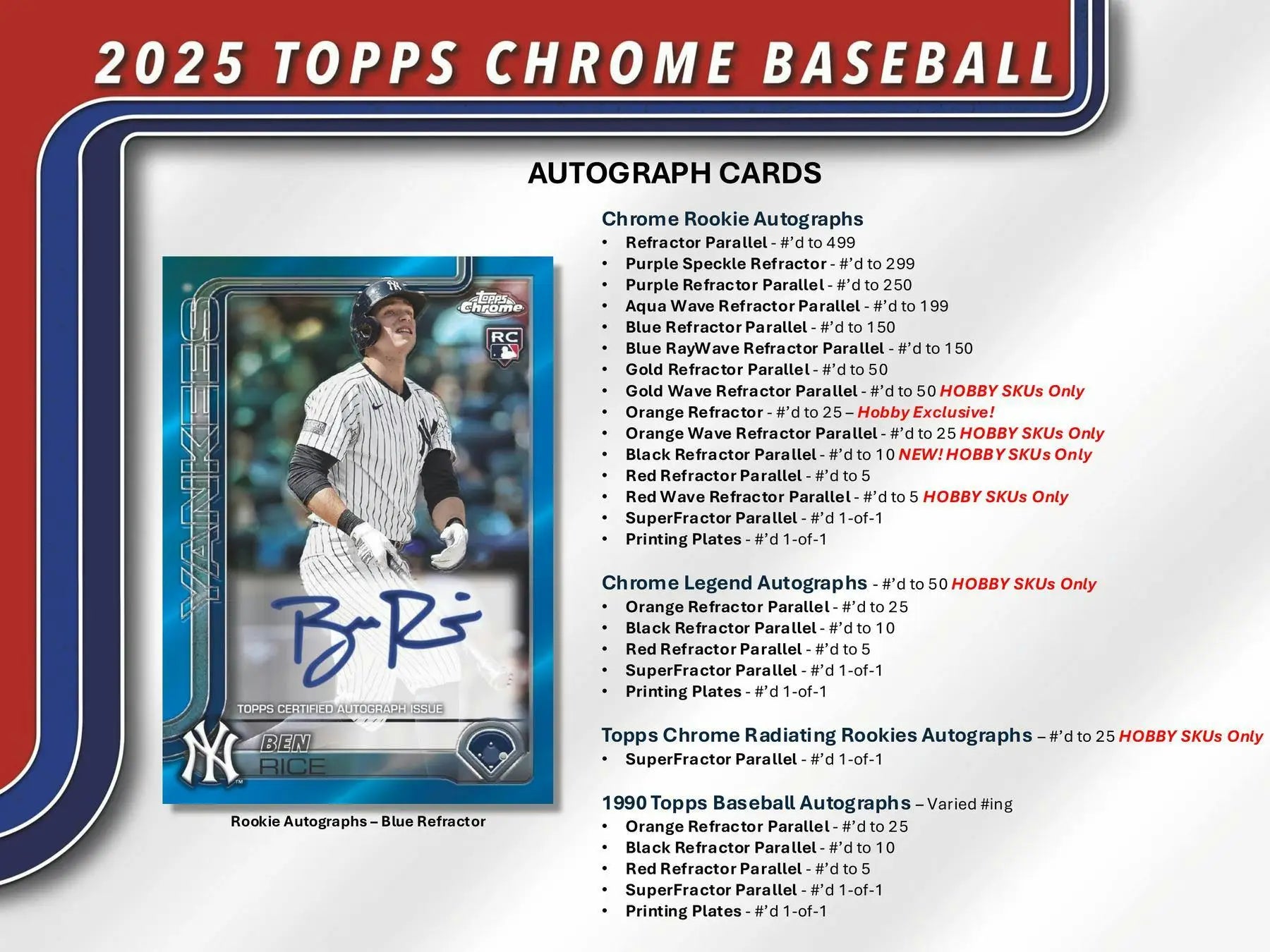 Autographed baseball trading card from Topps Chrome Baseball hobby jumbo box