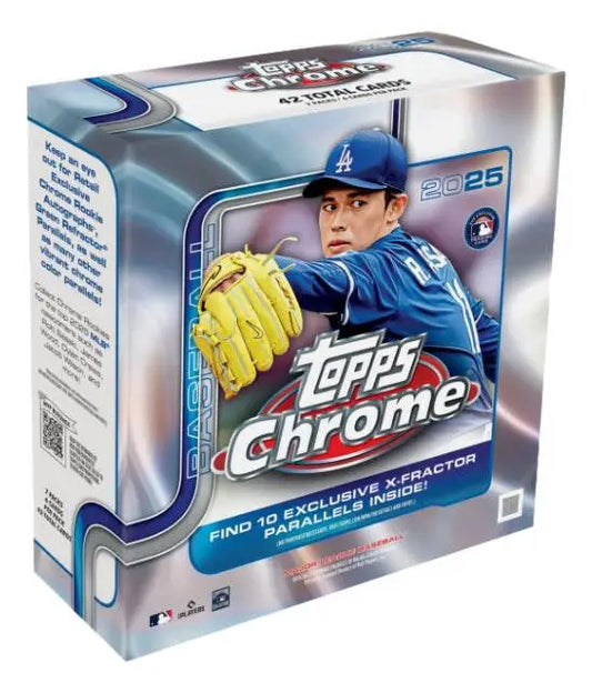 2025 Topps Chrome Baseball Mega Box showcasing Topps Chrome Baseball cards