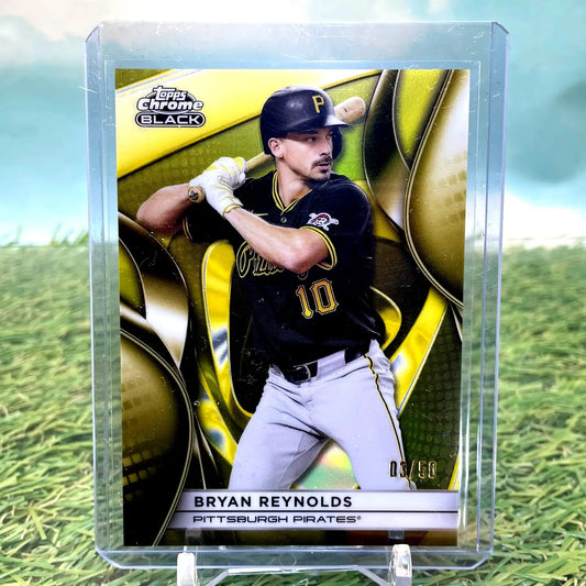 Bryan Reynolds baseball card from 2025 Topps Chrome Black series, Gold /50