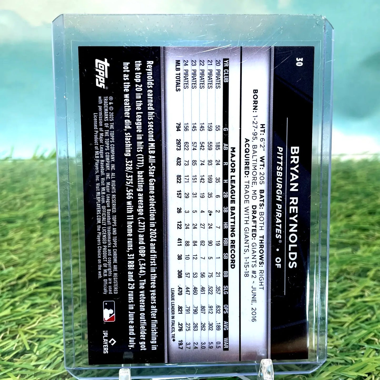 Bryan Reynolds baseball card from 2025 Topps Chrome Black series with gold /50 finish