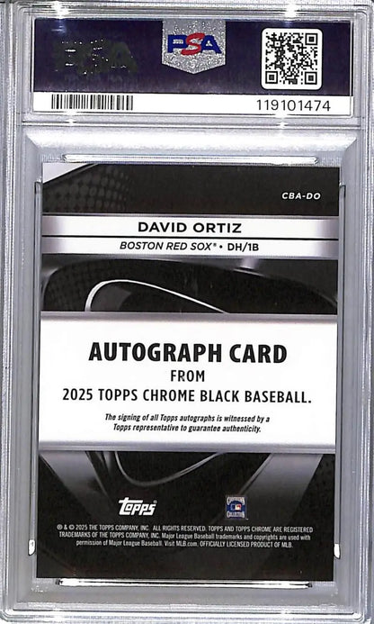 Graded 2025 Topps Chrome Black David Ortiz autograph card, PSA 10 GEM MINT, Boston Red Sox