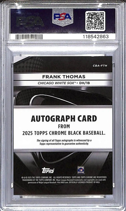 Graded Frank Thomas White Sox autograph card 2025 Topps Chrome Black GEM MINT