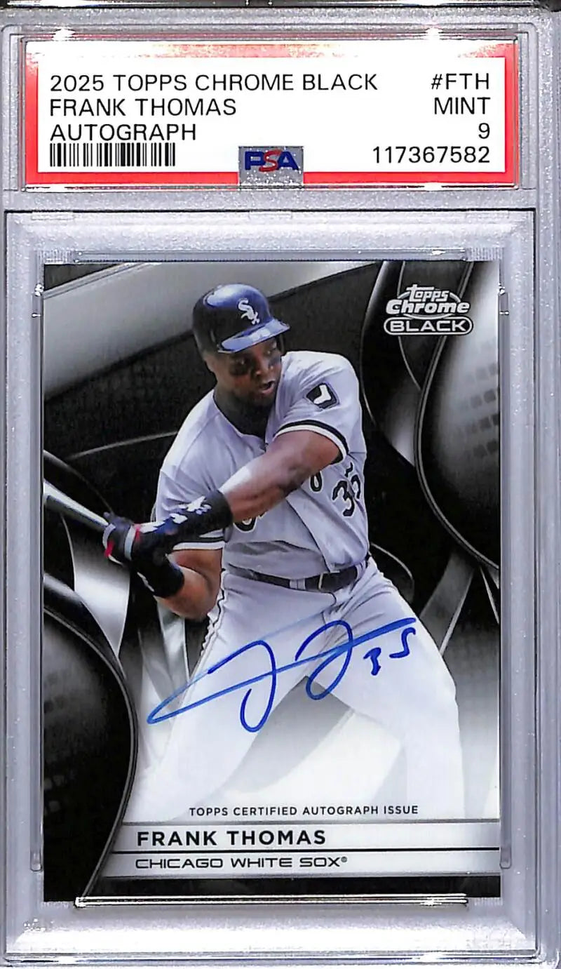 Graded 2025 Topps Chrome Black Frank Thomas autographed baseball card Chicago White Sox