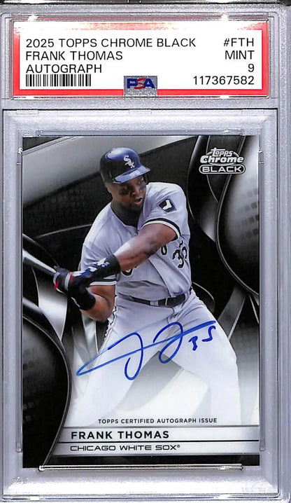 Graded 2025 Topps Chrome Black Frank Thomas autographed baseball card Chicago White Sox
