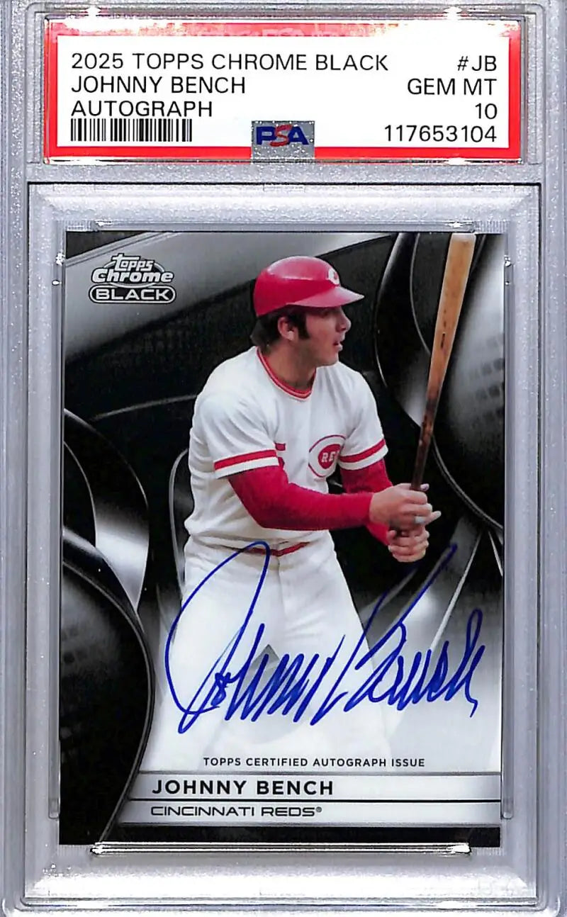 Johnny Bench Topps Chrome Black autographed baseball card 2025 Topps Chrome Black #CBA-JB
