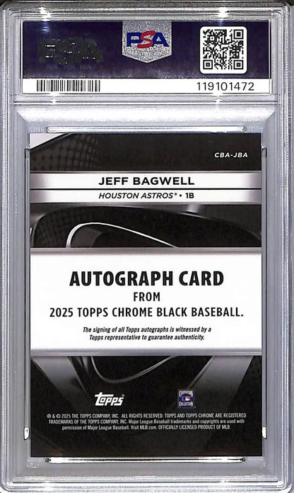 Encased Jeff Bagwell 2025 Topps Chrome Black autograph card Houston Astros GEM MINT
