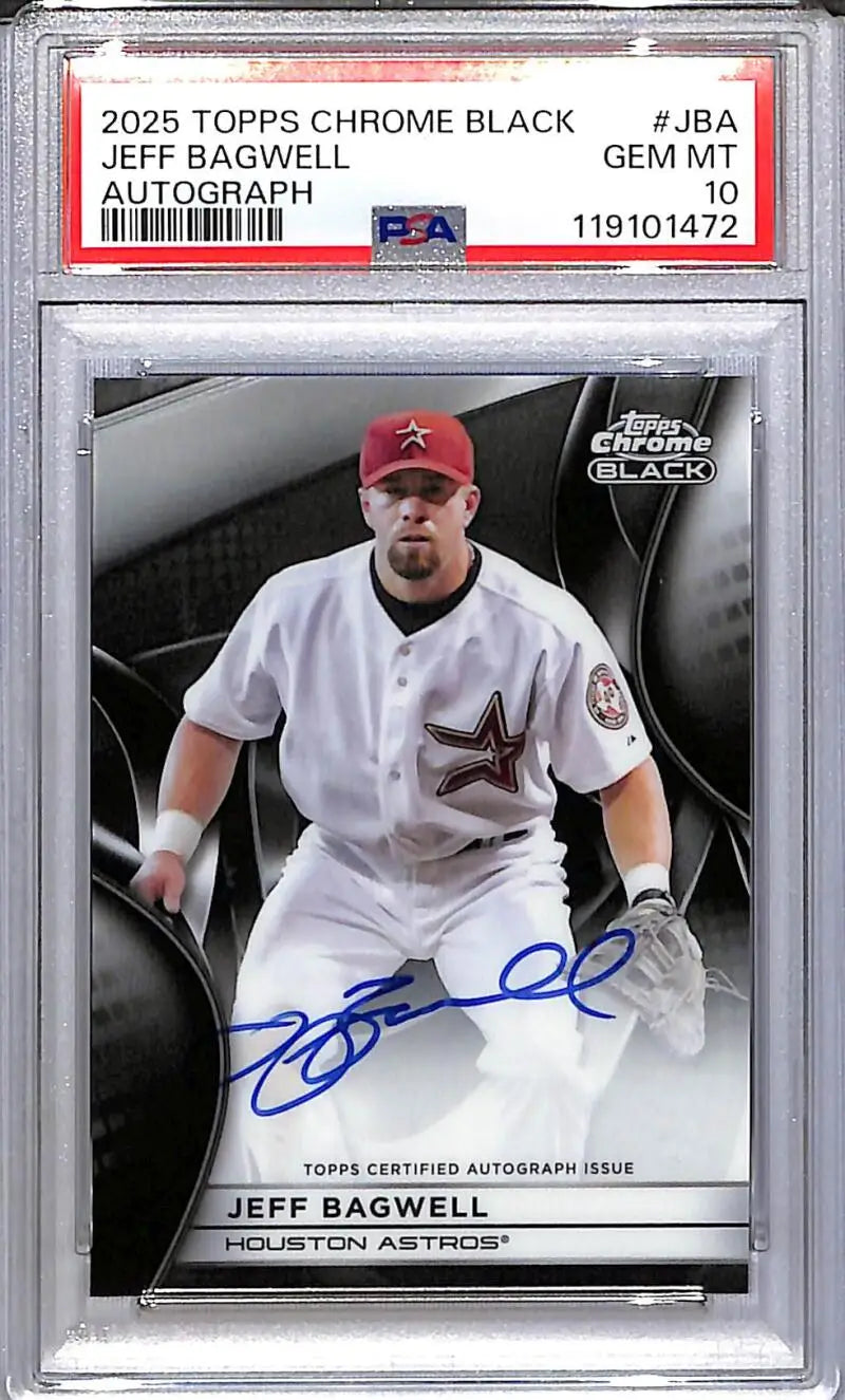 PSA-graded 2025 Topps Chrome Black Jeff Bagwell autographed baseball card Houston Astros