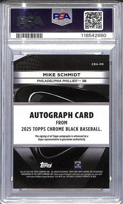 Mike Schmidt Topps Chrome Black Baseball Autograph Card 2025 Topps Chrome Black