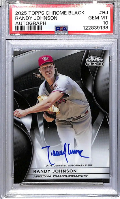 2025 Topps Chrome Black #CBA-RJ Randy Johnson PSA 10 GEM MINT Auto Arizona Diamondbacks - Trading Card