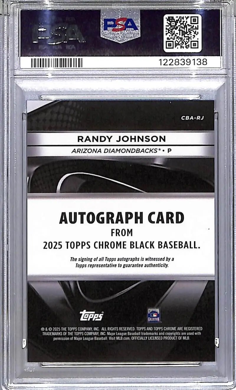 2025 Topps Chrome Black #CBA-RJ Randy Johnson PSA 10 GEM MINT Auto Arizona Diamondbacks - Trading Card