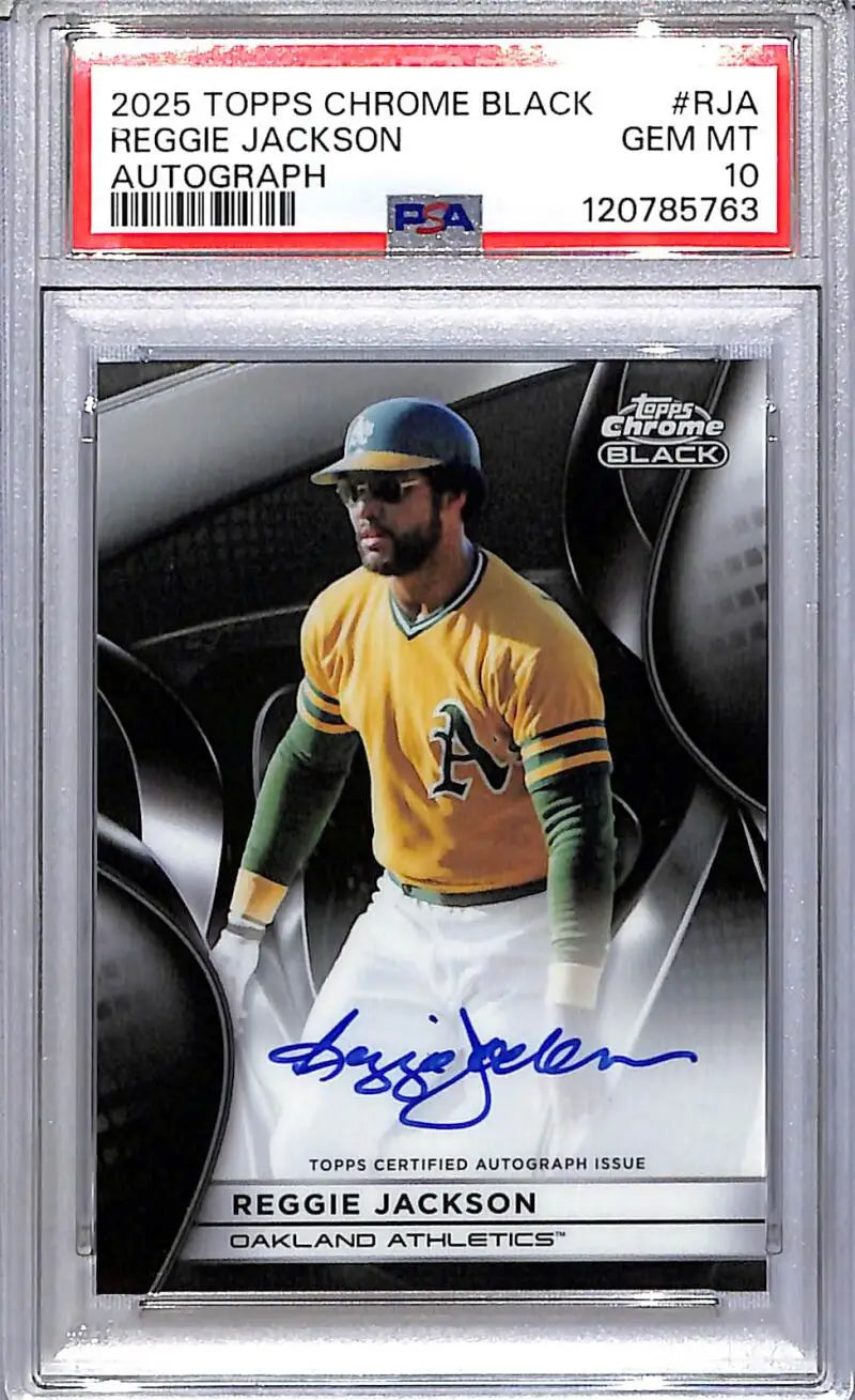 Reggie Jackson 2025 Topps Chrome Black autographed baseball card PSA 10 GEM MINT