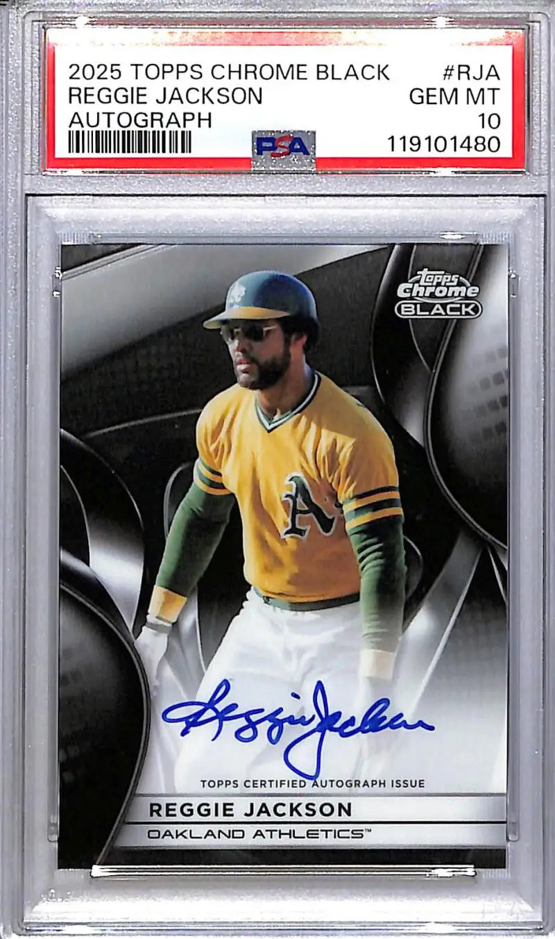 Reggie Jackson Topps Chrome Black autographed baseball card 2025 Topps Chrome Black